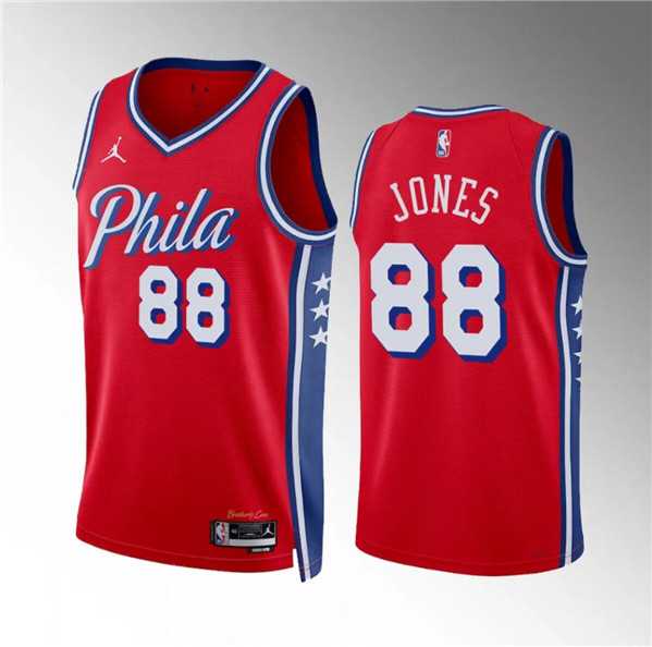 Men%27s Philadelphia 76ers #88 Kai Jones Red Statement Edition Stitched Jersey Dzhi